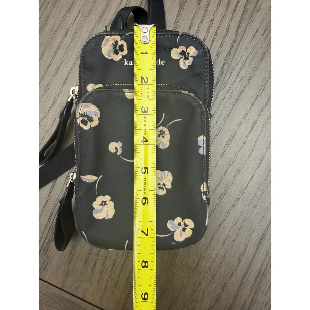 Kate Spade Nylon Floral Crossbody Phone Bag Black - Picture 10 of 12